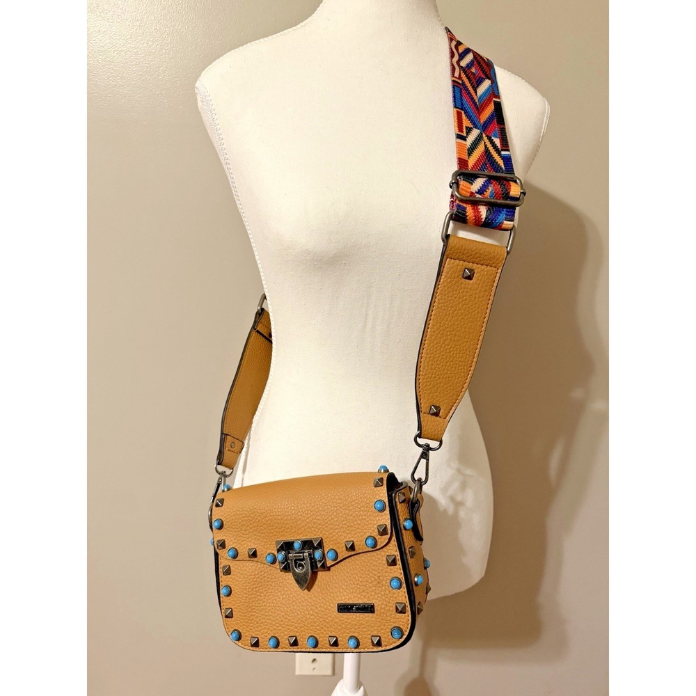 MAD STYLE Crossbody Leather Western Studded Purse Adjustable Detachable Strap